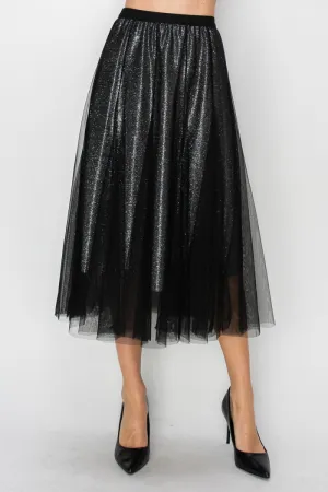 Double-Layer Mesh Sparkly Skirt