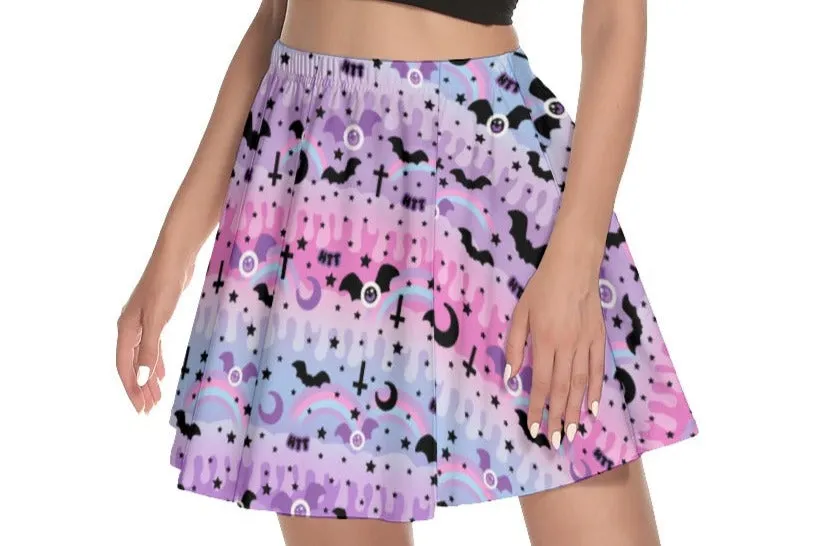 Dripping Sky Mini Skater Skirt