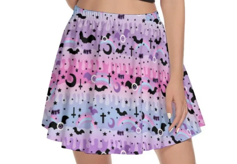 Dripping Sky Mini Skater Skirt