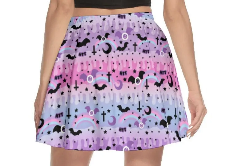 Dripping Sky Mini Skater Skirt