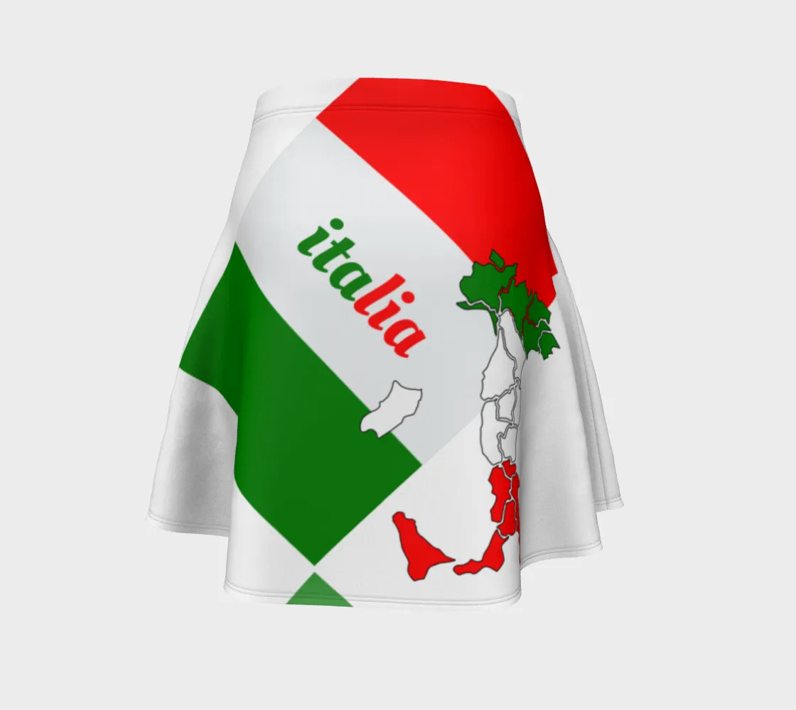 Elegant Italia - Italy Flag And Map White Flare Skirt