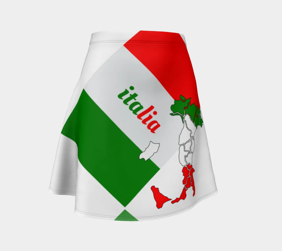 Elegant Italia - Italy Flag And Map White Flare Skirt