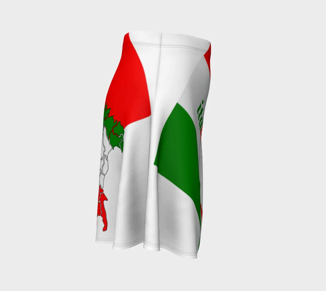 Elegant Italia - Italy Flag And Map White Flare Skirt