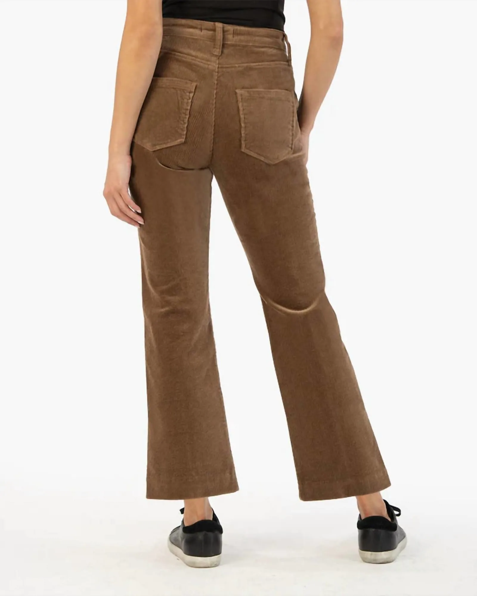 Etta Corduroy High Rise Crop Flare Pants in Chestnut | Chestnut