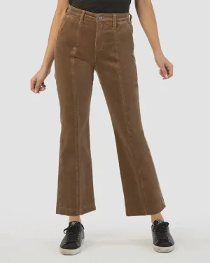 Etta Corduroy High Rise Crop Flare Pants in Chestnut | Chestnut