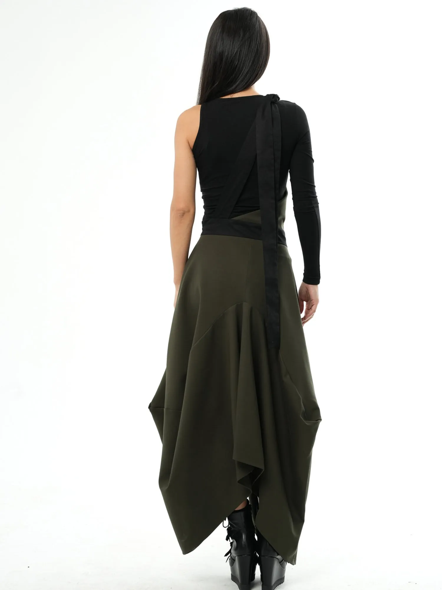 Extravagant Pinafore Skirt In Khaki