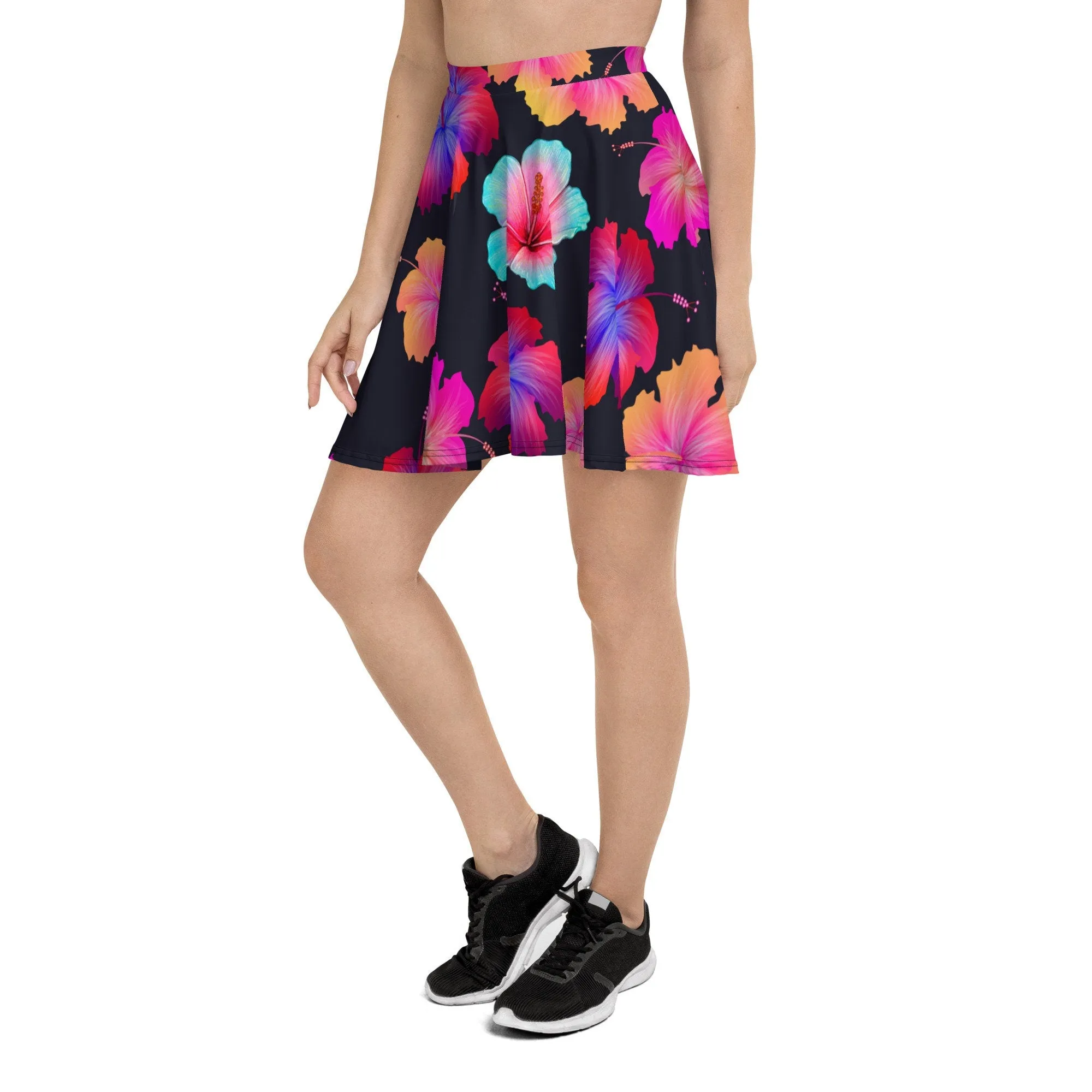 FLORAL BLACK SKATER SKIRT