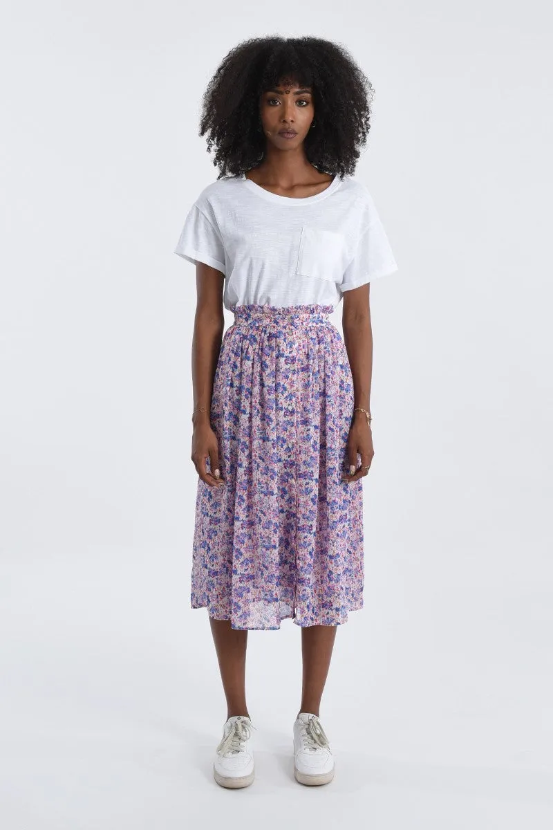 Floral Buttoned Front Skirt