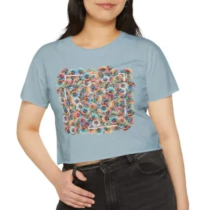 Flower Box Abstract floral design - Cute crop tee