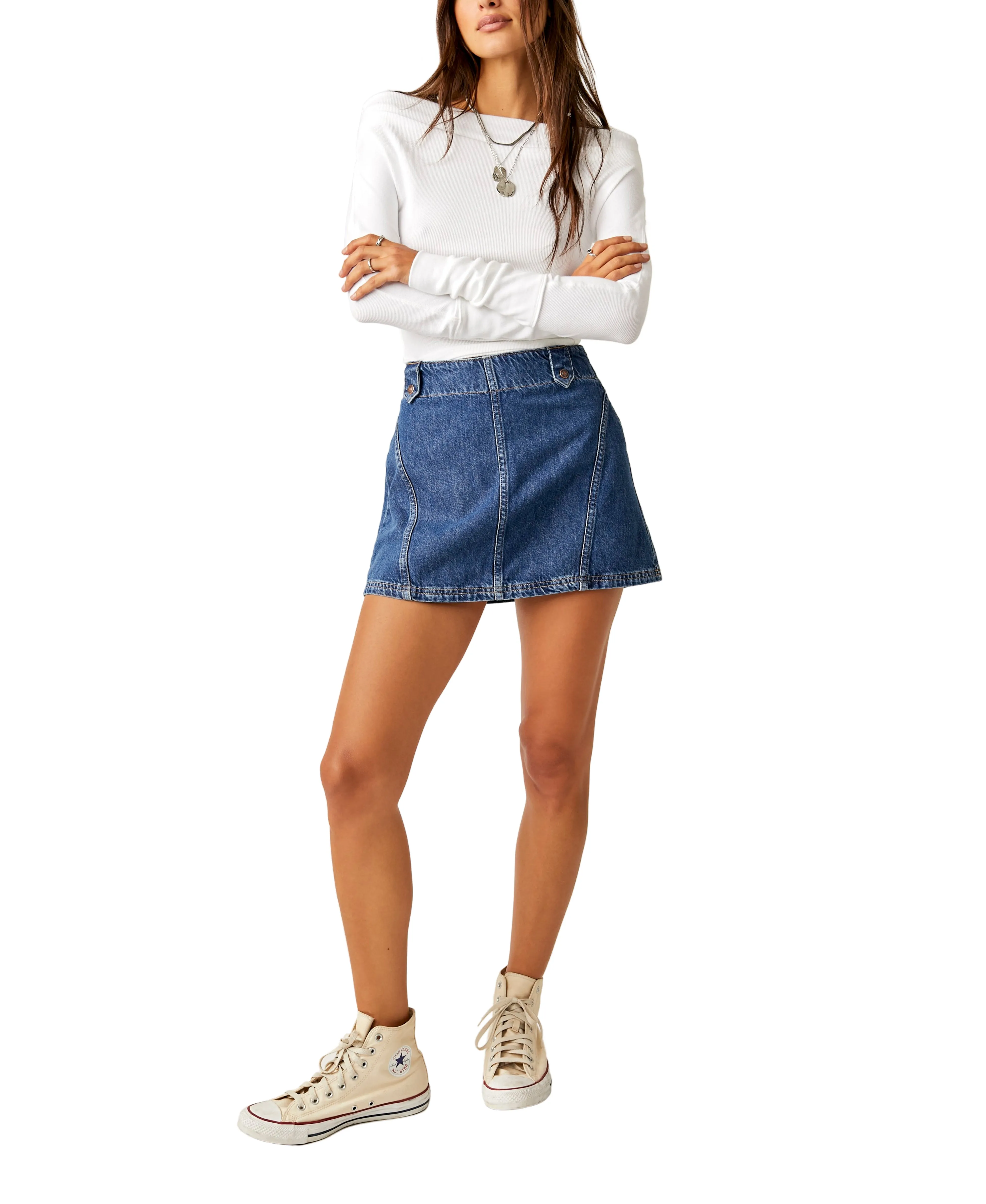 Free People Runaway Denim Skirt