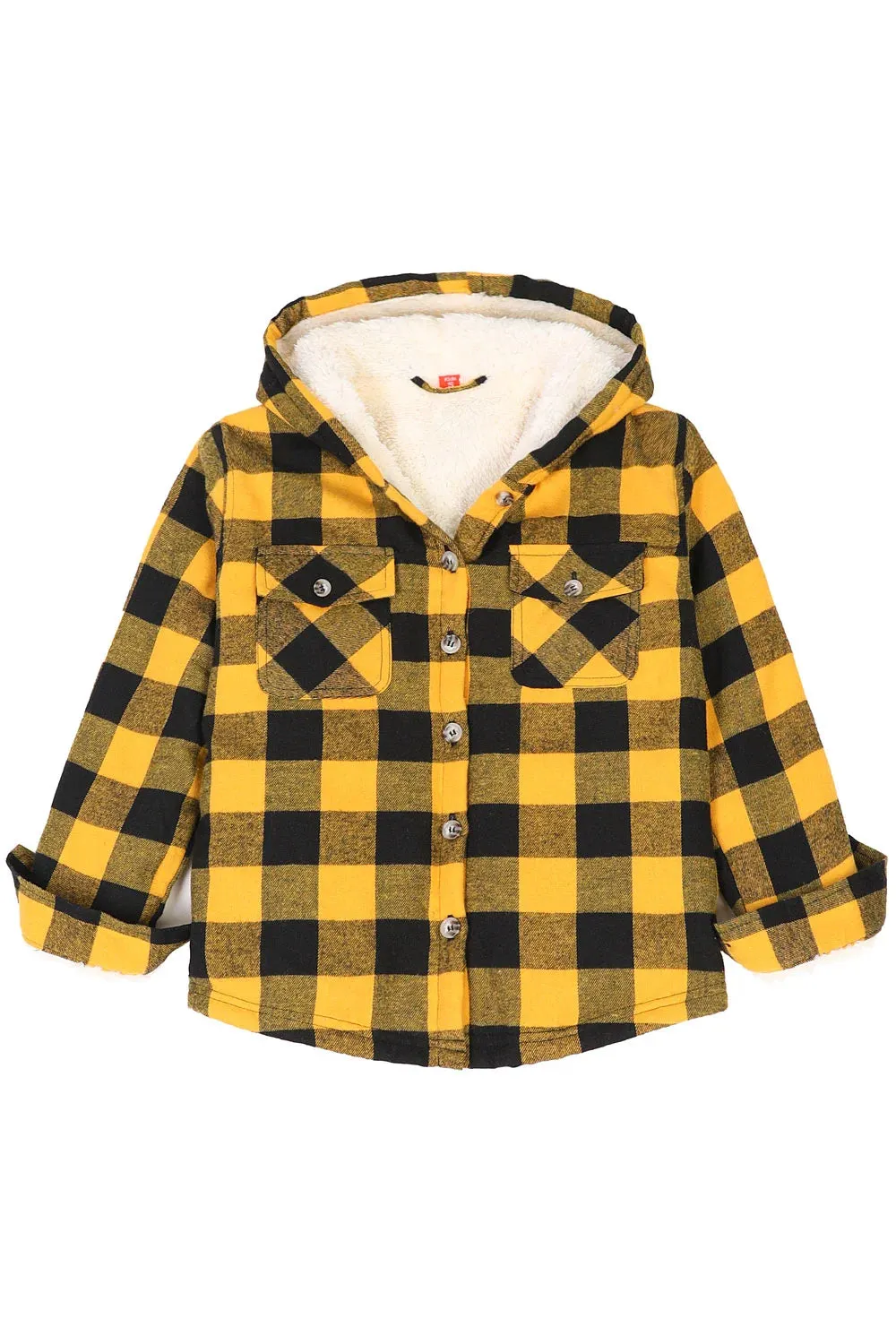 Girls Hooded Plaid Flannel Shirt Jacket,Sherpa Lined