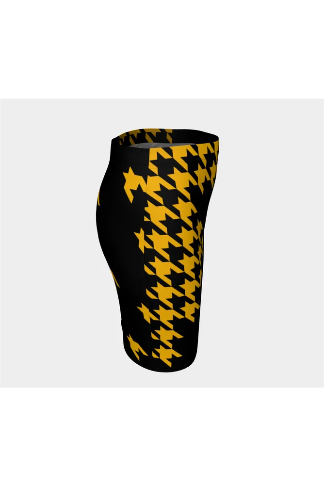 Golden Houndstooth Fitted Skirt