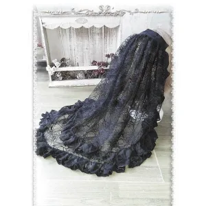 Gothic Black/White Lolita Veil Elbow Length Mesh 2 Layer Veil by Infanta