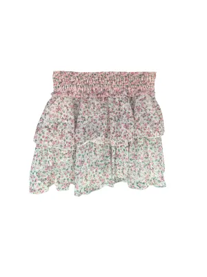 Green and Pink Floral Smocked Skirt