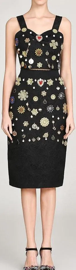 Heavily Embellished Top and Skirt Set