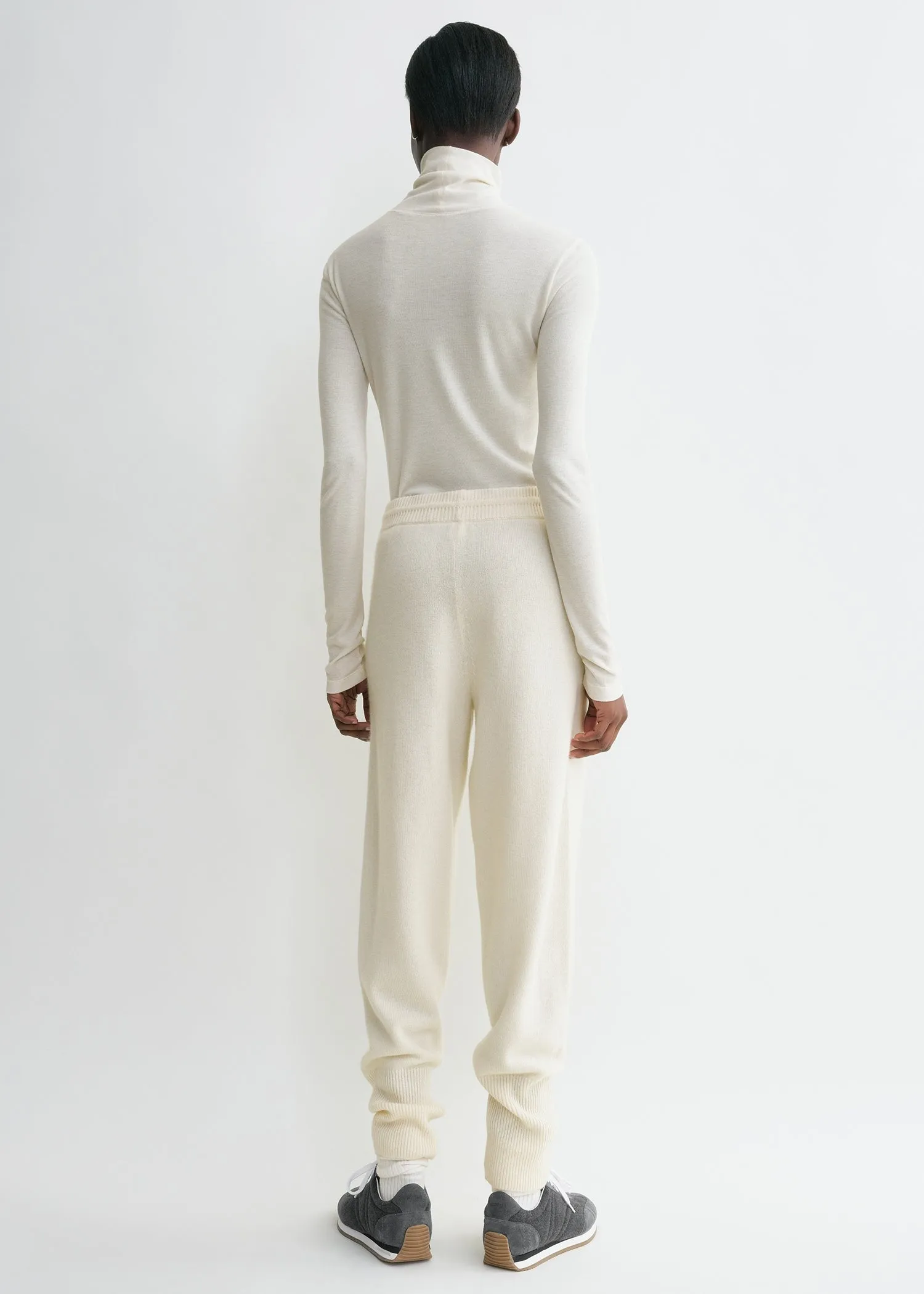 High-neck rib top winter white