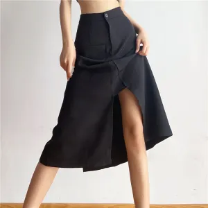 High Waist Black Long Skirt SD01939