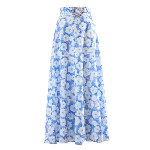 Hit Color Floral Printing Casual Skirt For Women High Waist Patchwork Diamond Elegant Skirts Female Fashion Style