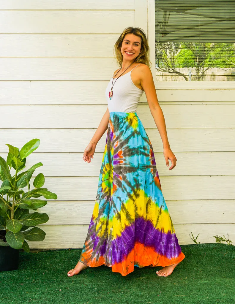 K3485- Hand Dyed Tiered Maxi Hippie Skirt