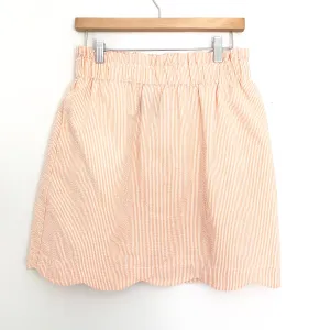 Lauren James Orange/White Seersucker Scalloped Hem Skirt- Size L