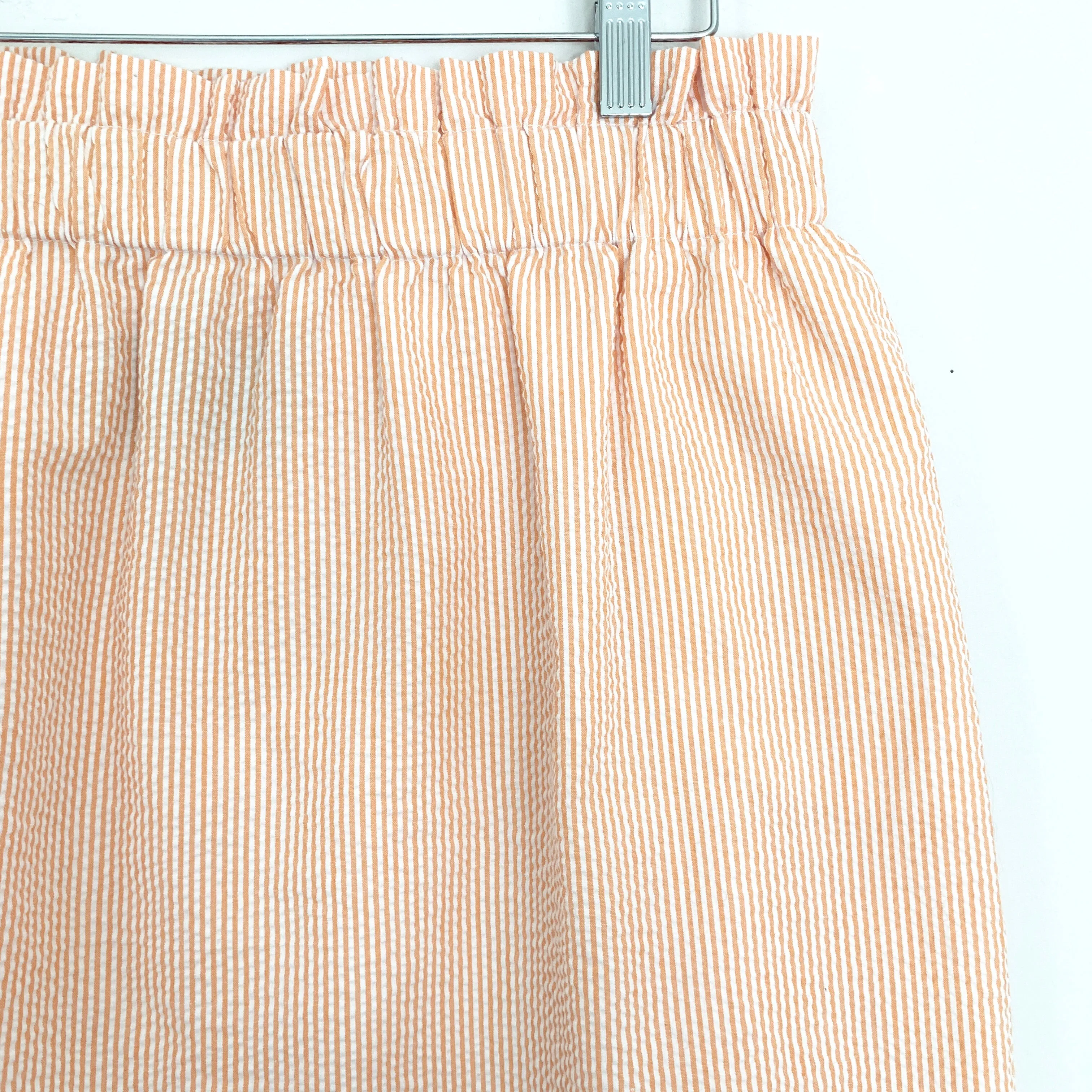 Lauren James Orange/White Seersucker Scalloped Hem Skirt- Size L