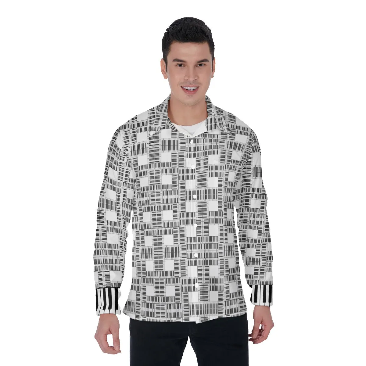 Liberace Piano Key Pattern Men's Long Sleeve Shirt