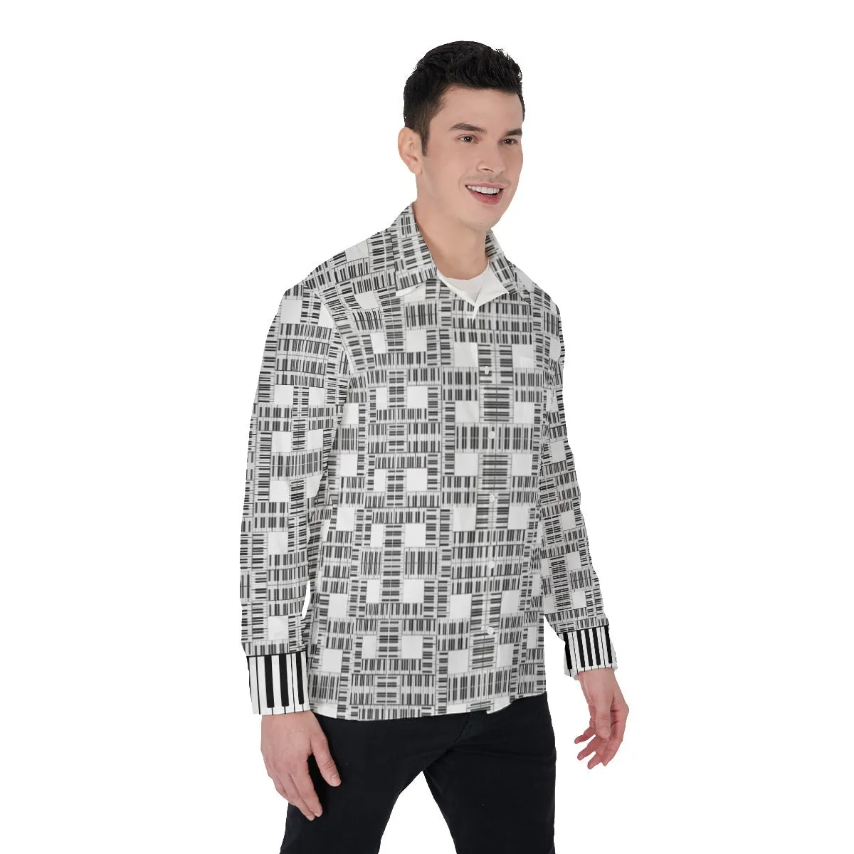 Liberace Piano Key Pattern Men's Long Sleeve Shirt