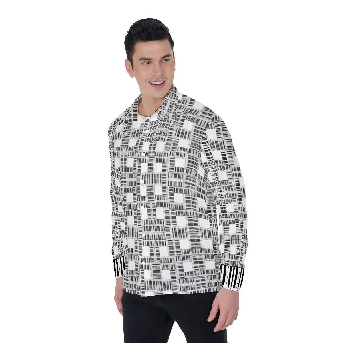 Liberace Piano Key Pattern Men's Long Sleeve Shirt