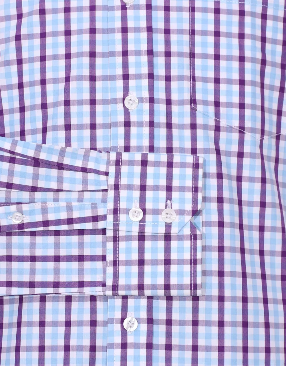 Light Sky And Purple Windowpane Check Shirt