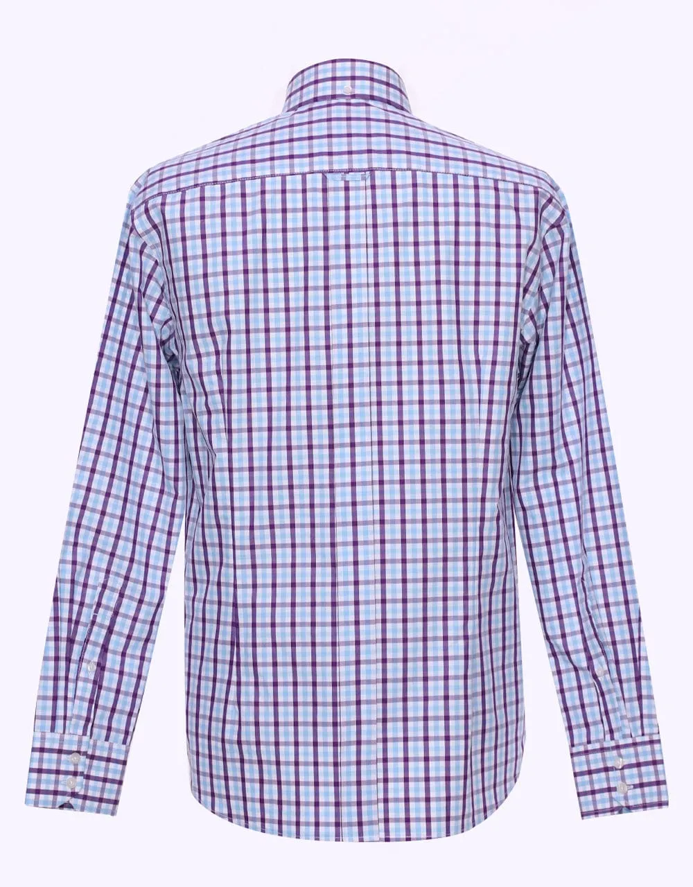 Light Sky And Purple Windowpane Check Shirt