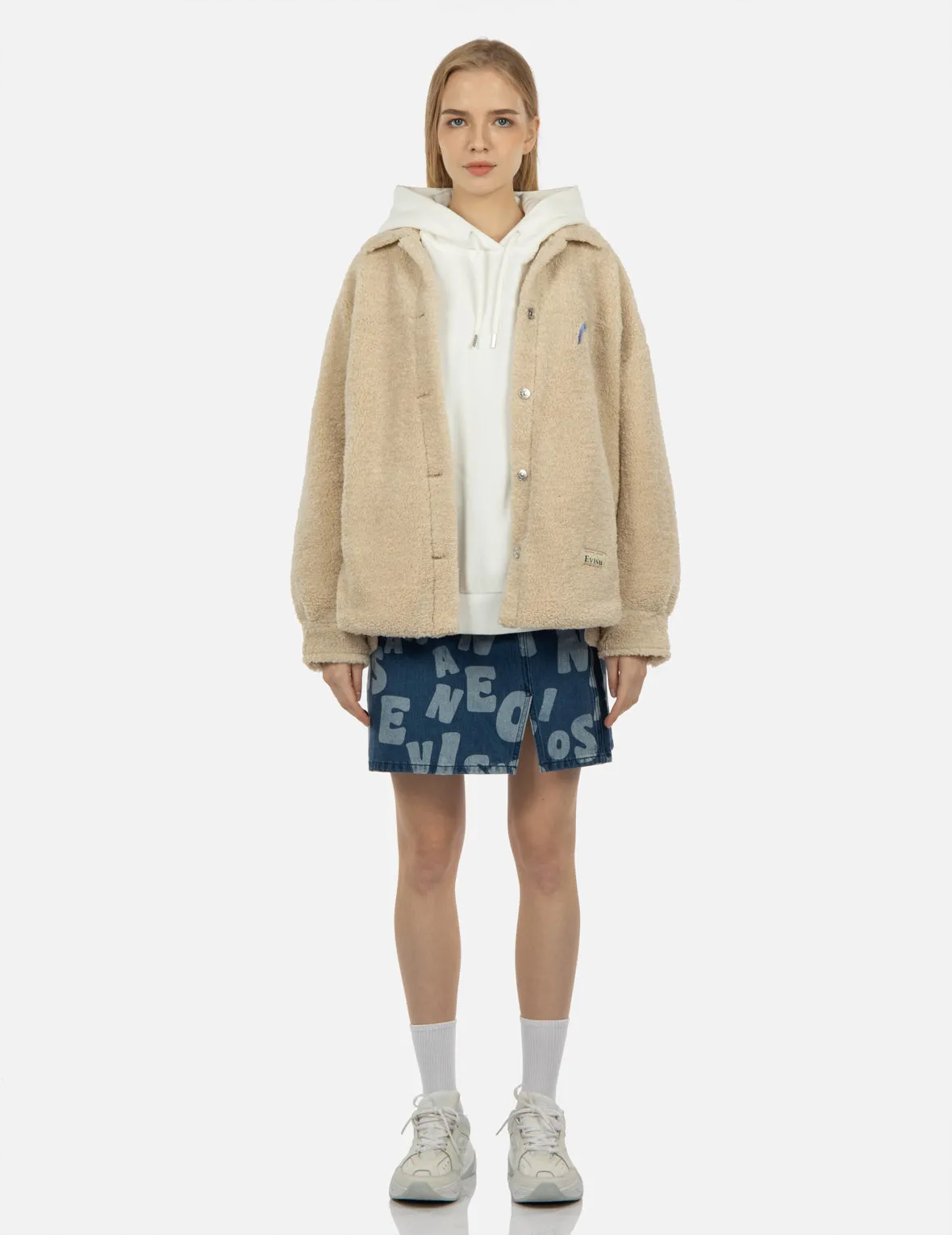 Logo Appliqué Sherpa Shirt Jacket