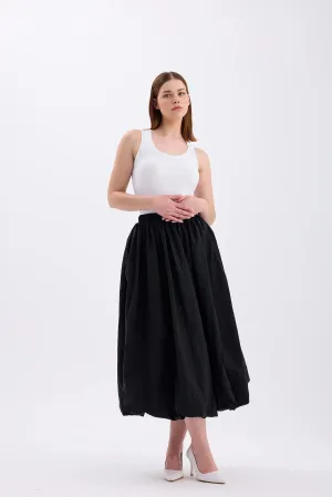 Long Balloon Skirt Black