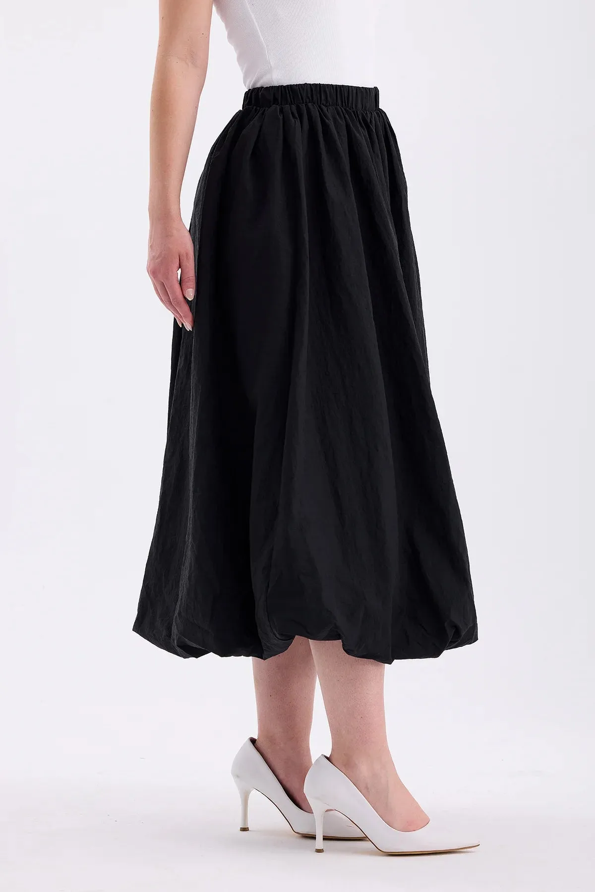 Long Balloon Skirt Black