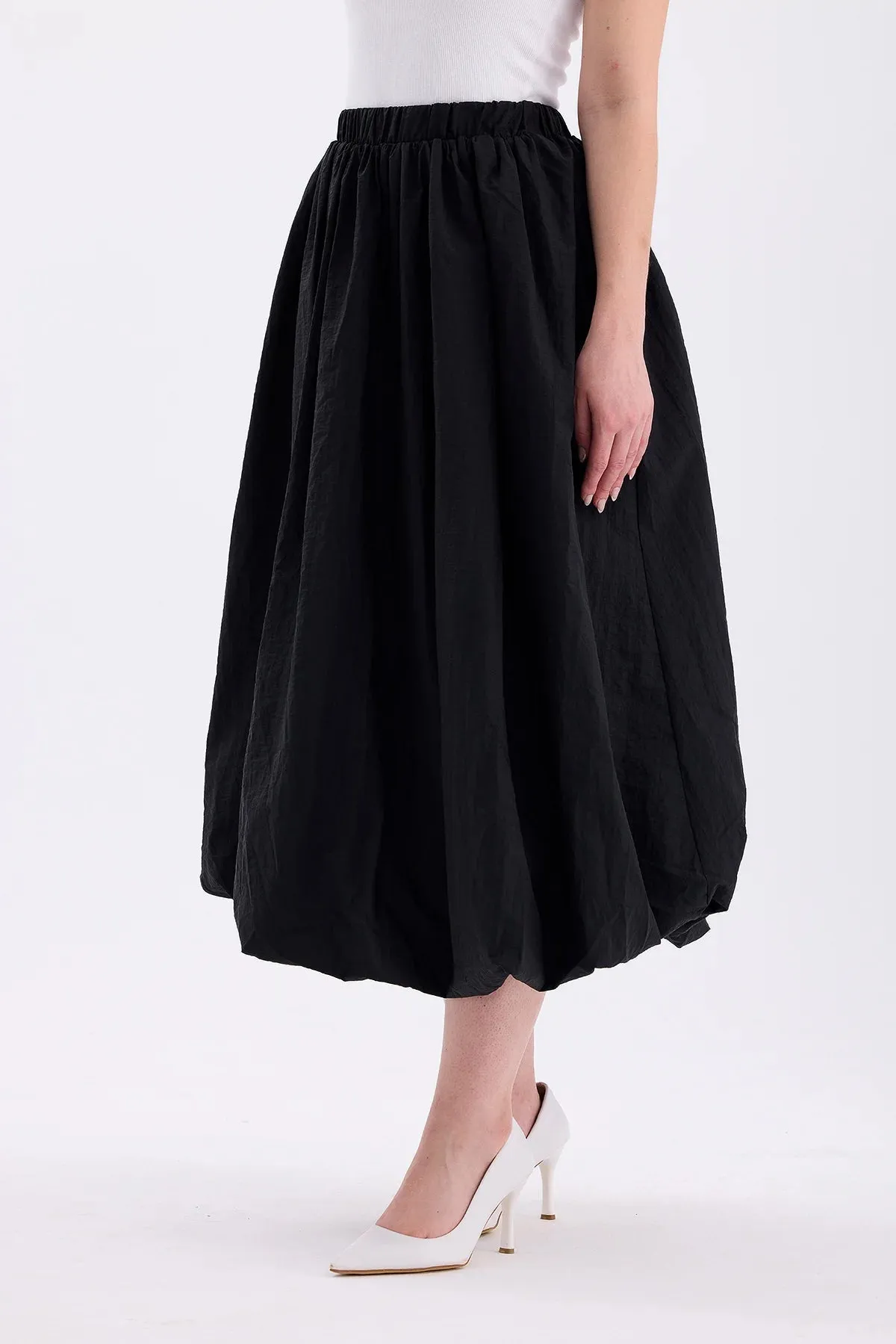 Long Balloon Skirt Black