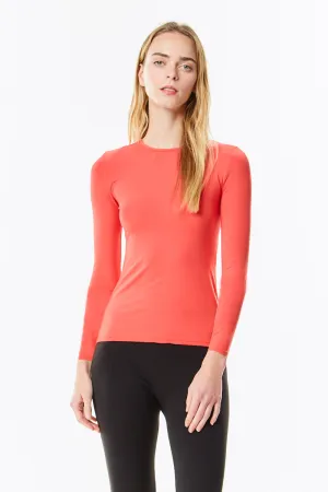 Long Sleeve Microfiber Cayenne Coral Layering Shell Top