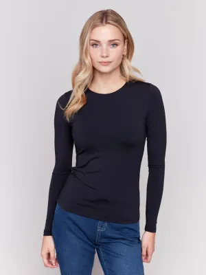 Long Sleeve Super Stretch Top - Black