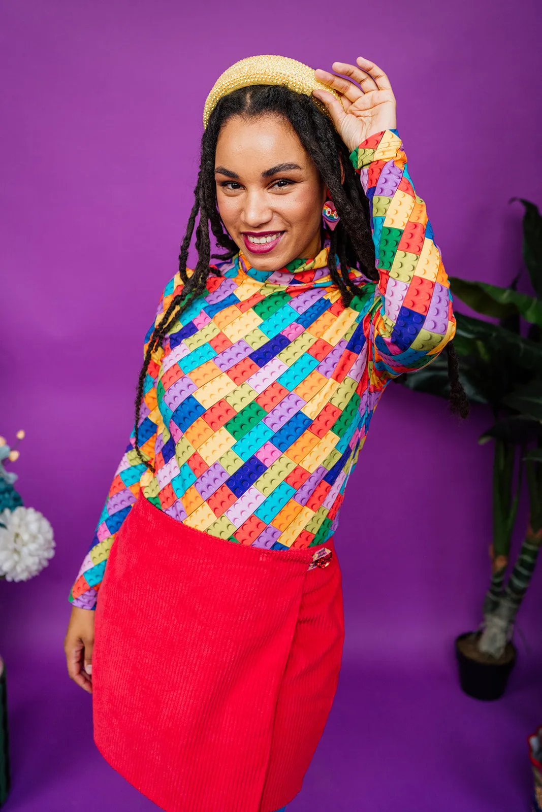 Long Sleeved Turtleneck in Rainbow Lego