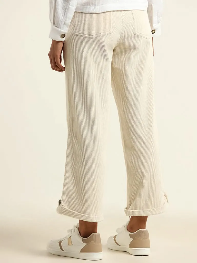 LOV Cream Corduroy Cotton Pants