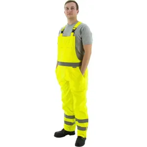 MAJESTIC - Hi-Vis Yellow Class 3 Waterproof Rain Bibs with Reflective Striping