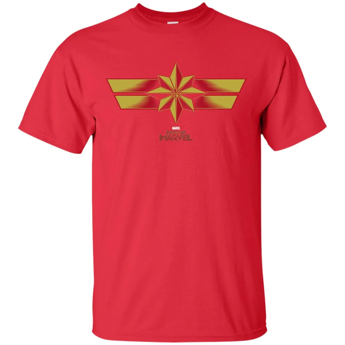 Marvel Captain Marvel Retro Red Yellow Logo Men Cotton T-Shirt