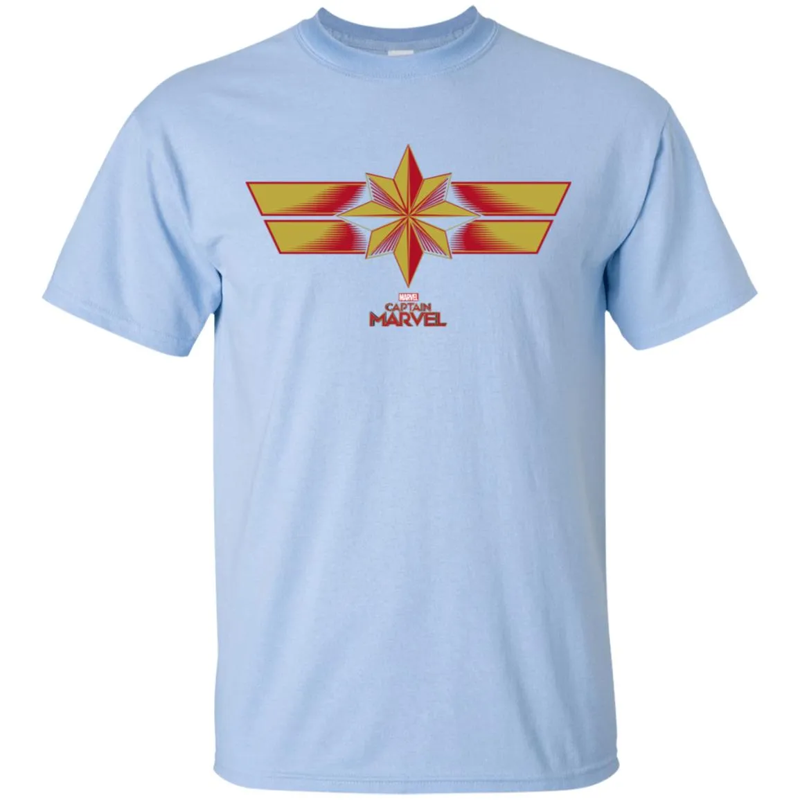 Marvel Captain Marvel Retro Red Yellow Logo Men Cotton T-Shirt