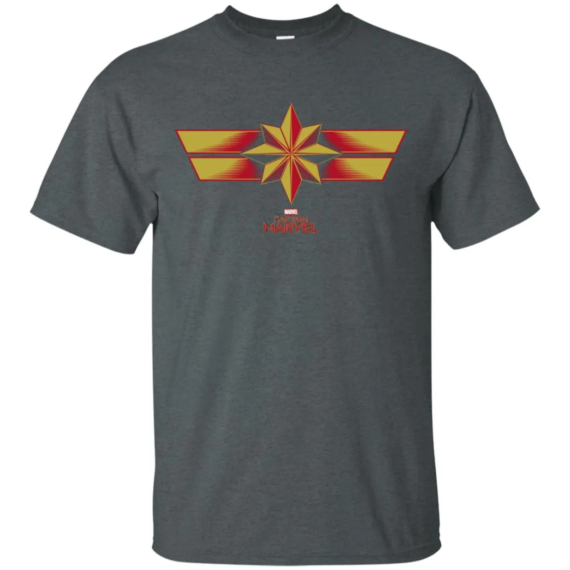 Marvel Captain Marvel Retro Red Yellow Logo Men Cotton T-Shirt