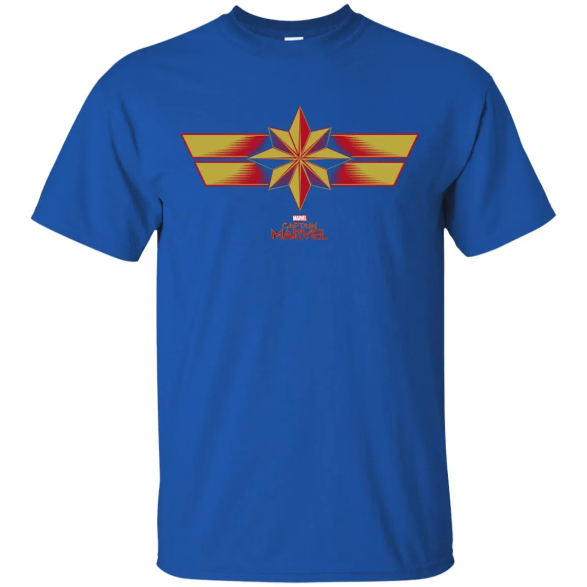 Marvel Captain Marvel Retro Red Yellow Logo Men Cotton T-Shirt