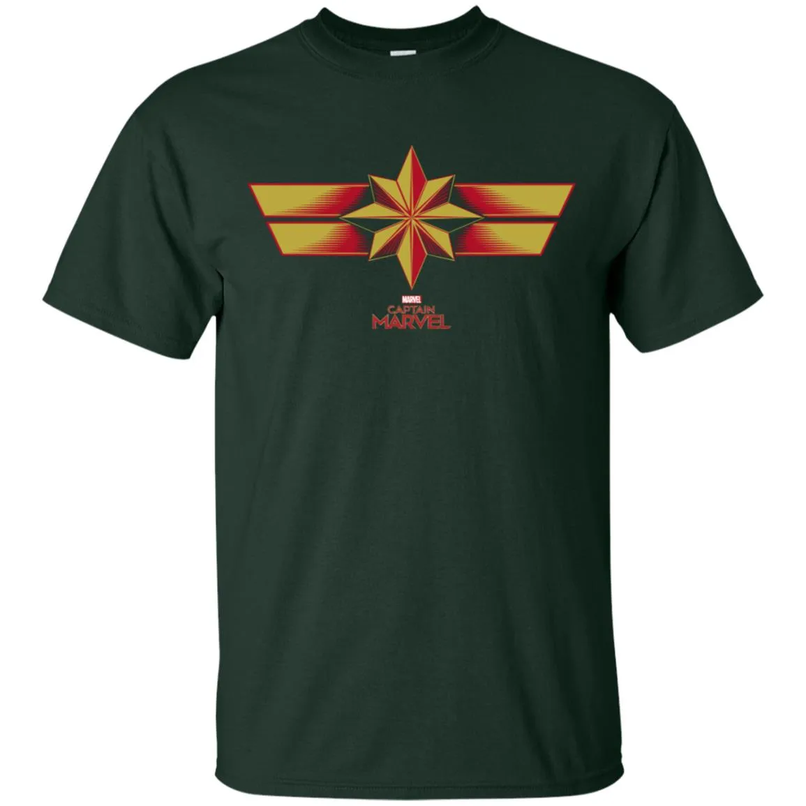 Marvel Captain Marvel Retro Red Yellow Logo Men Cotton T-Shirt