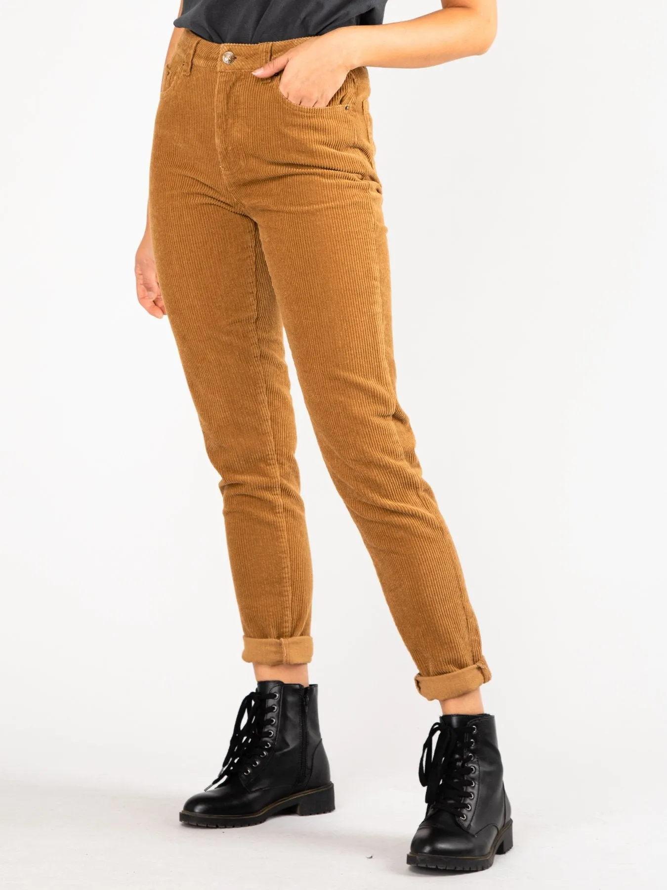 Mazey High Slim Straight Pant - Camel