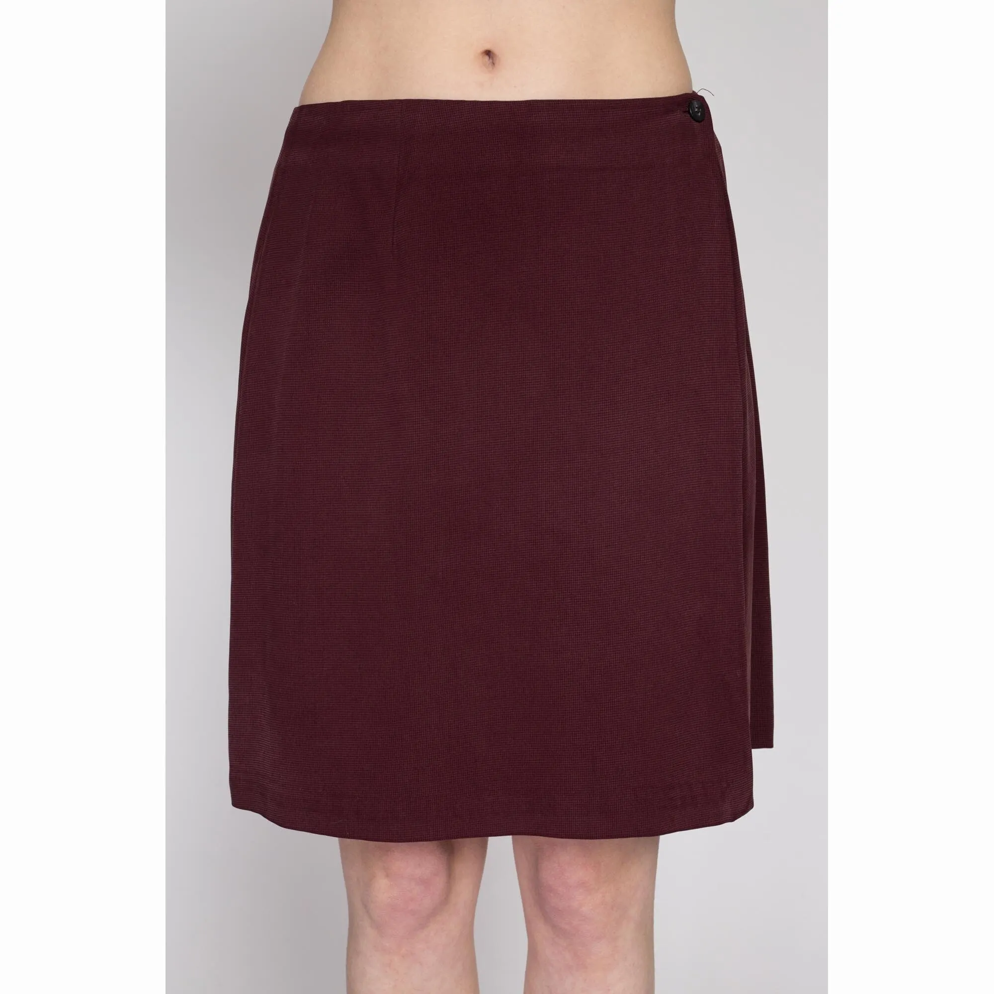 Med-Lrg 90s Maroon Silk Wrap Skirt 29.5"