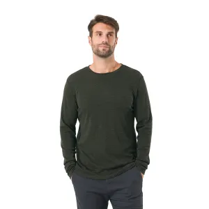 Men's Merino 250g Long Sleeve Crew Thermal Top Moss Green Heather