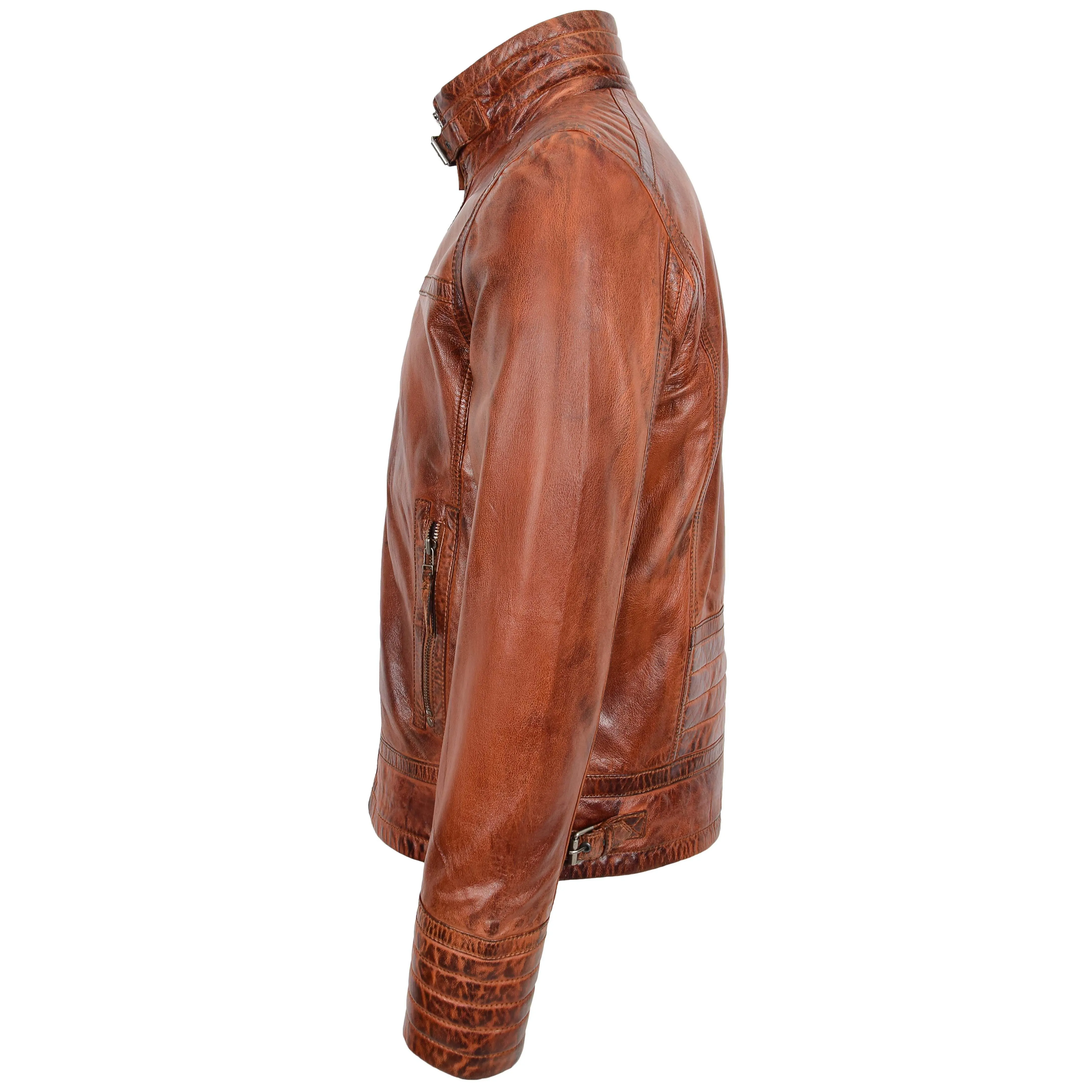 Mens Real Leather Sherpa Lined Jacket Alfie Brown