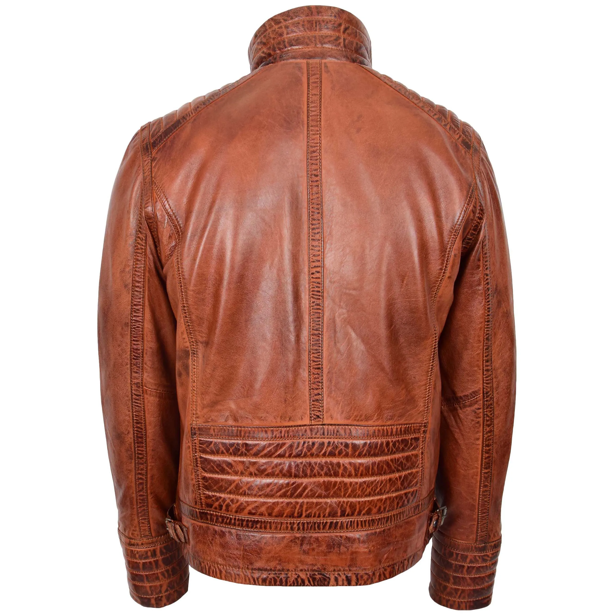 Mens Real Leather Sherpa Lined Jacket Alfie Brown