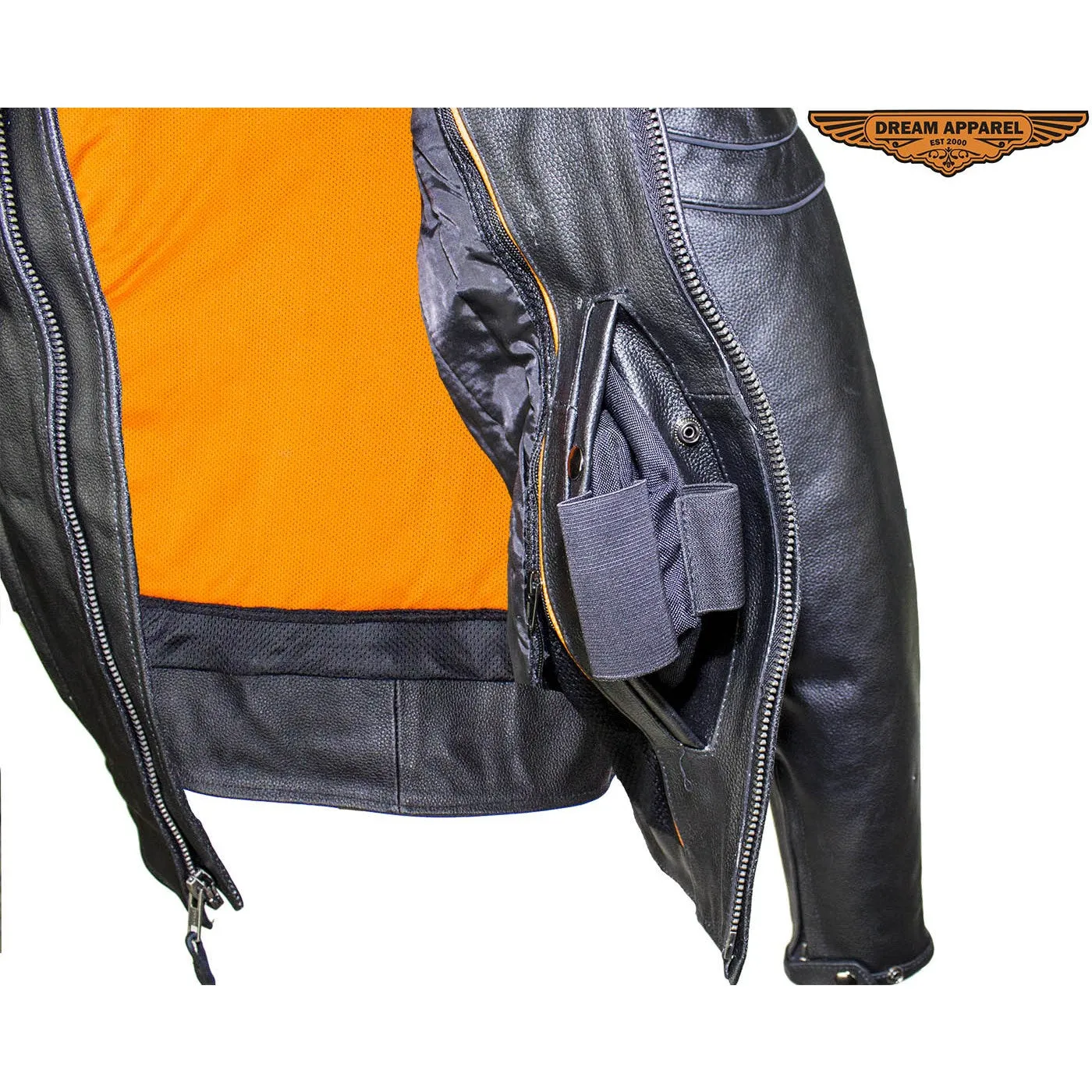 Men's Reflective Leather Concealed Carry Jacket